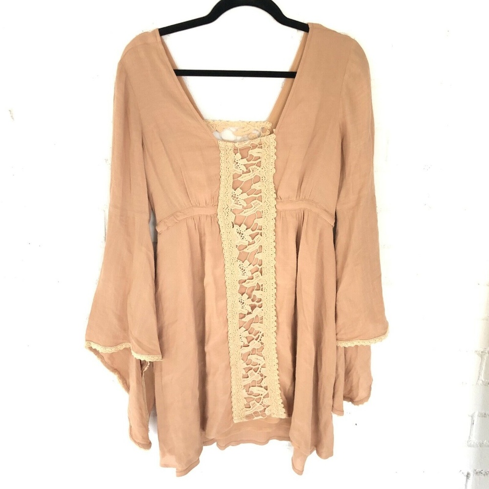 Free People Dress Mini Bell Sleeve Cinched  XS S29